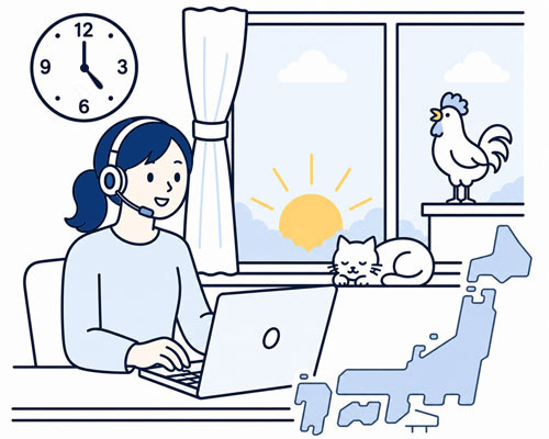 在宅オペレーターサービスによる早朝受電体制イメージ